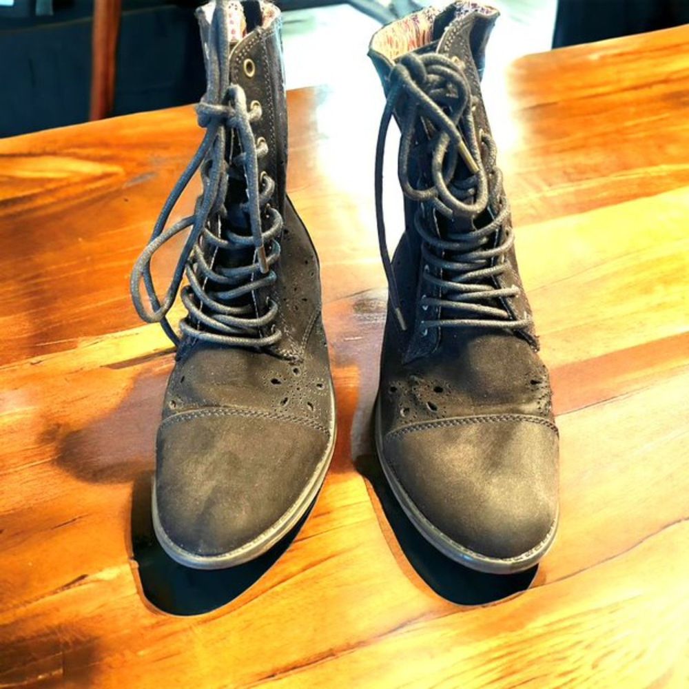 Roxy Field Womens Lace Up Black Boots Size 6.5